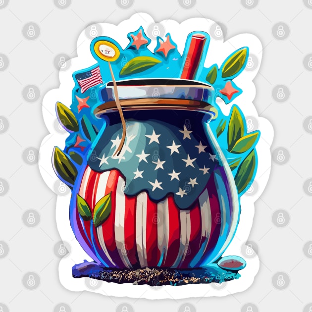 Yerba Mate American Flag Sticker by MonkaGraphics